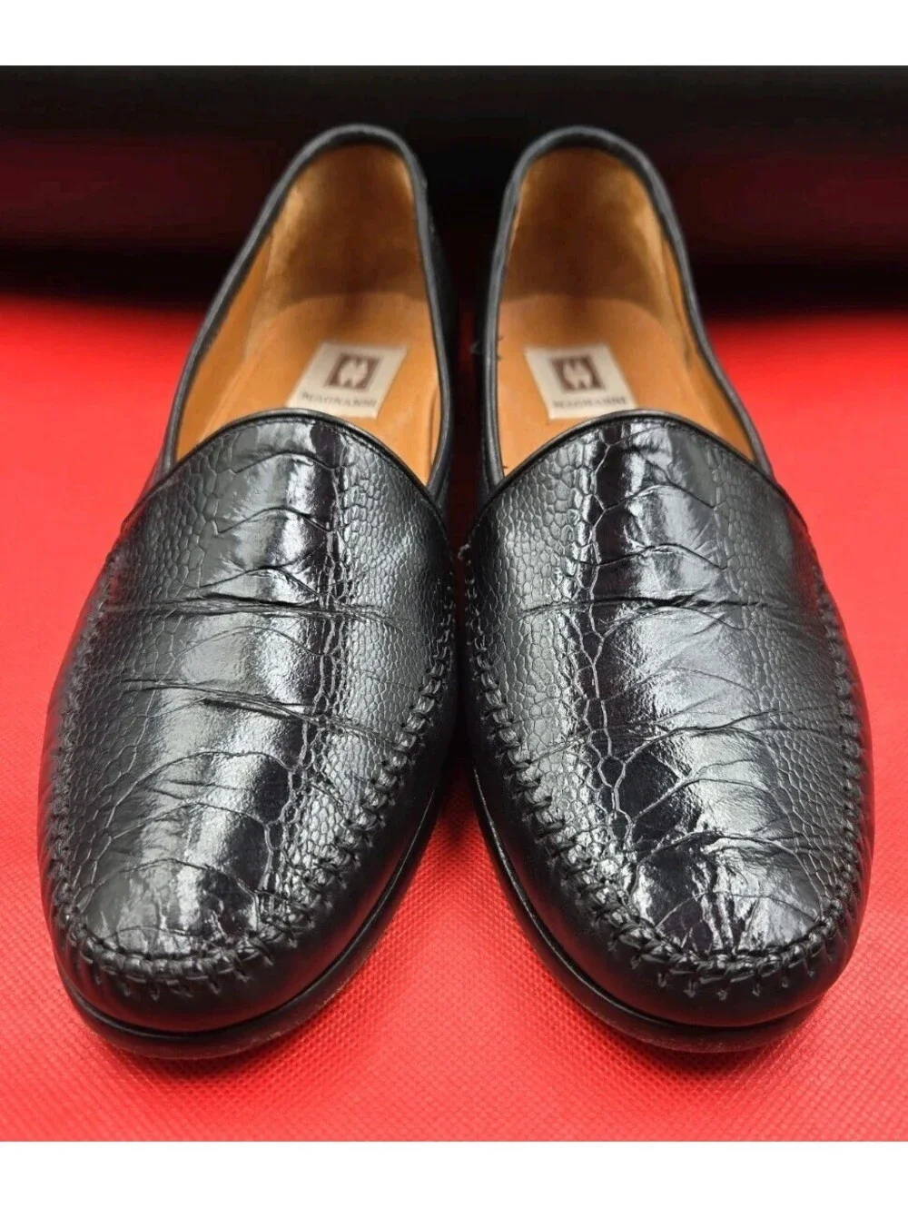 Magnanni Penny Loafers Mens 9 1/2 M Black Leather Slip On Dress Shoes Made Spain